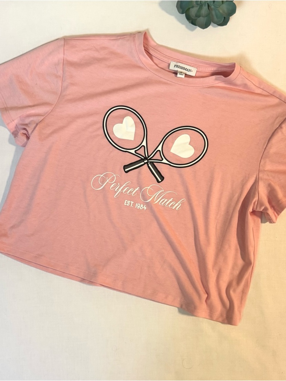 Freshman “Perfect Match” Tennis Crop Top 1984 Preppy Womens Small